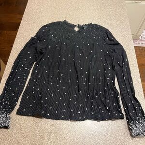 Lucky Brand Black and White Dotted Blouse